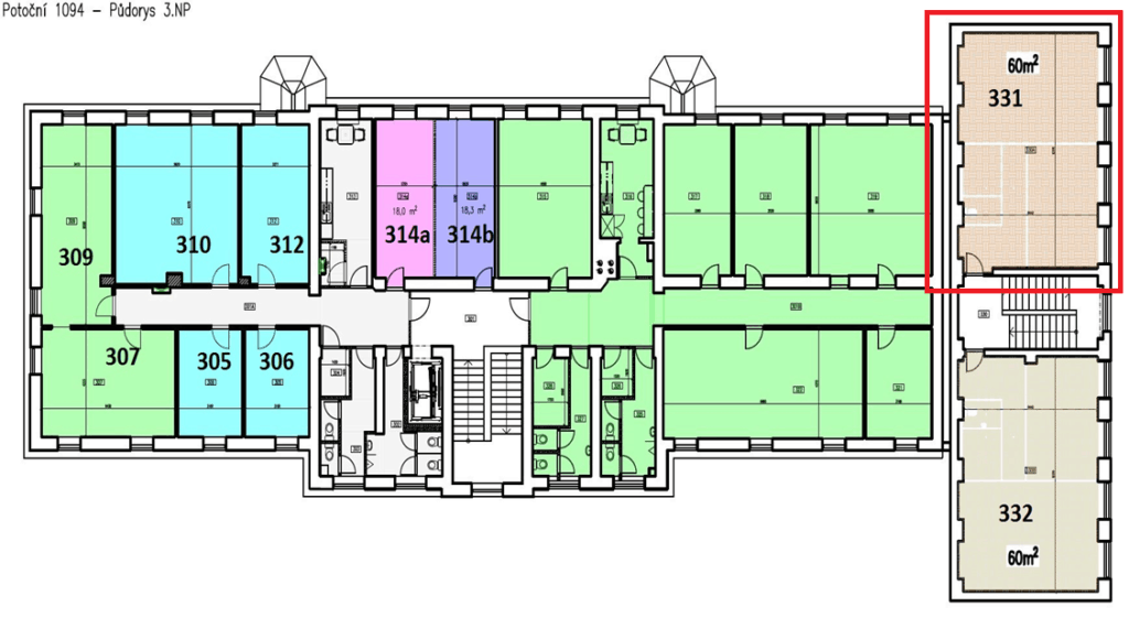 Potoční 1094 půdorys 3.NP 331